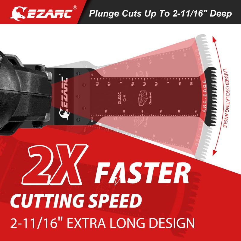 EZARC Oscillating Saw Blades - 10 PCS Extra-Long Reach Arc Edge Multitool with Japanese Teeth  CRV and Bi-Metal Clean Cut for Wood Metal  Universal Quick Release Tool Kits - Image 3